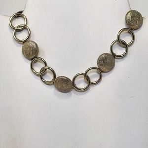 Crown Trifari Gold Tone Textured Button Circle Choker Necklace Costume Jewelry